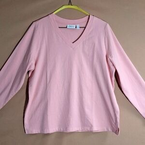 Denim & Co Active V-Neck Long Sleeve Tunic in Pink XL (NWOT)